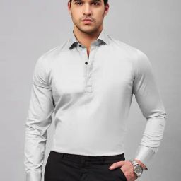 Louis Stitch Grey Cotton Regular Fit Shirt-image-23