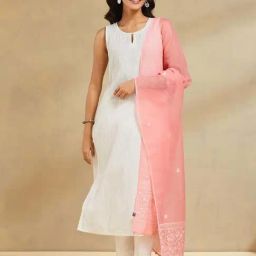 Fabindia Pink Regular Fit Embroidered Dupatta-picture-33