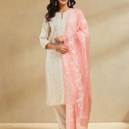 Fabindia Peach Regular Fit Embroidered Dupatta-picture-36