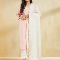 Fabindia White Regular Fit Embroidered Dupatta-picture-37