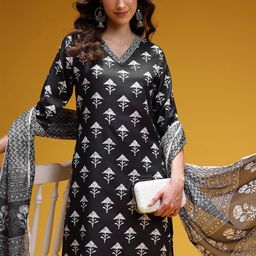 HERE&NOW Printed Kurta with Salwar & Dupatta-picture-58