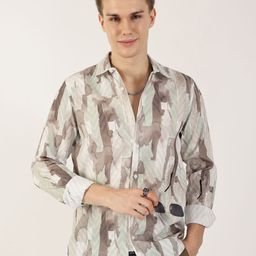 Thomas Scott Men Premium Spread Collar Abstract Printed Cotton Slim Fit Casual Shirt-picture-17