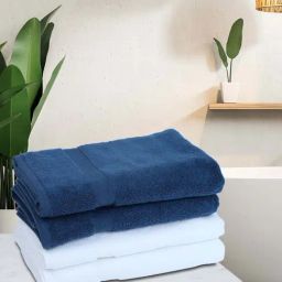 Bianca Paradiso Navy & White 100% Cotton 500 GSM Bath Towels - Set of 4-image-87