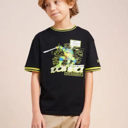Jack & Jones Junior Boys Jet Black Graphic Print Oversized Fit T-Shirt-image-87