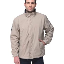 Woodland Beige Nylon Hooded Jacket-image-25