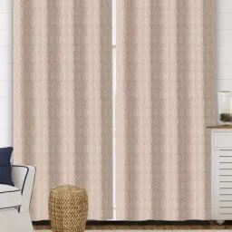 Saral Home Abstract Beige Cotton 9ft Door Curtains - Set of 2-image-92