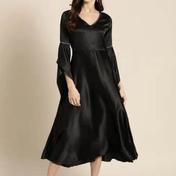 Qurvii Black Midi Maxi Dress-image-68