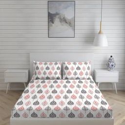 Layers Bologna Nature Grey 146 TC Cotton King Bed Sheet with 2 Pillow Covers-image-11