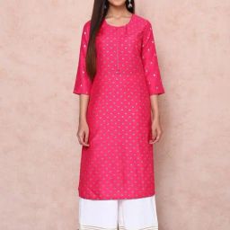 Rangriti Fuschia Printed Straight Kurta-picture-5