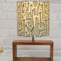 Homesake Off-White & Brown Wood Bedside Desk Nightstand Table Lamp-30