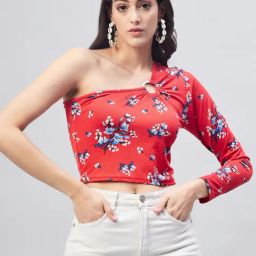 Marie Claire Red Floral Print Crop Top-image-27