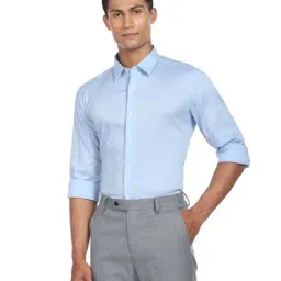 Arrow New York Blue Cotton Slim Fit Shirt-image-12