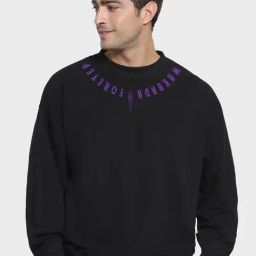 Bewakoof Black Graphic Print Oversized Sweatshirt-image-75