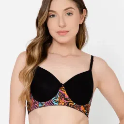 Clovia Black Printed Full Coverage T-Shirt Bra-image-89