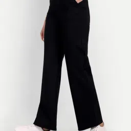 Broadstar Black Relaxed Fit High Rise Stretchable Trousers-image-106