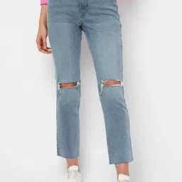 Vero Moda Blue Blended Distressed Jeans-image-37