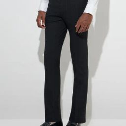 WES Formals by Westside Black Checks Ultra-Slim Fit Mid-Rise Trousers-picture-28