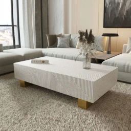 Casagold White Large Bone Inlay Luxom Harmony Rectangular Coffee Table-image-9
