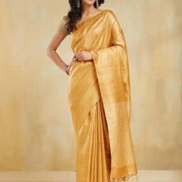 Fabindia Mustard Regular Fit Saree-image-74