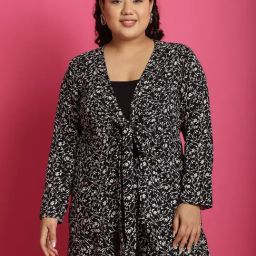 The Rebelinme Black 100% Rayon FloralRelaxed Fit Shrugsandcardigans-picture-27
