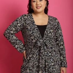The Rebelinme Black 100% Rayon FloralRelaxed Fit Shrugsandcardigans-picture-33