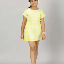 Kiddopanti Kids Yellow & White Over Dyed Dress-image-78