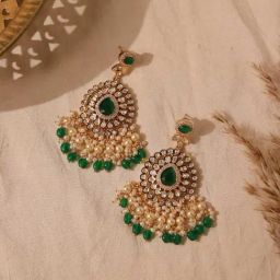 Curio Cottage Meira Emerald Green Cascade Dangler Earrings-image-55