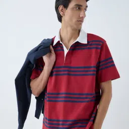 WES Casuals by Westside Red Relaxed-Fit Cotton-Blend Polo T-Shirt-picture-5