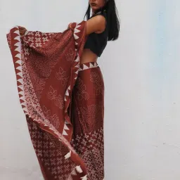 Chidiyaa Where the Wind Flows Mi Alma Blockprinted Modal SilkSaree image 5