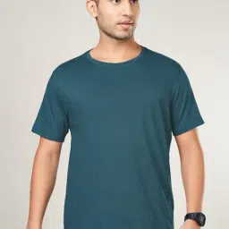 Ajile By Pantaloons Dark Teal Cotton Regular Fit Sports T-Shirt-image-84