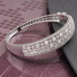 Priyaasi Silver-Plated American Diamond Kada Bracelet-17
