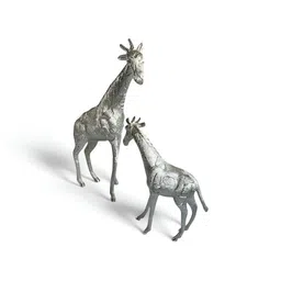 Taurrus Silver-Toned 2 Pieces Giraffe Mother & Baby Figurine Showpiece-17
