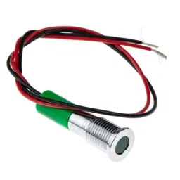 RS PRO Green Panel Mount Indicator 12V DC, Mounting Hole Size 8 mm, Termination Type Lead Wires, IP Rating IP67, Model No 7001915-38