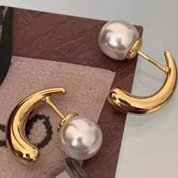 AKISON JEWELS Gold-Plated Contemporary Shaped Studs Earrings-image-80