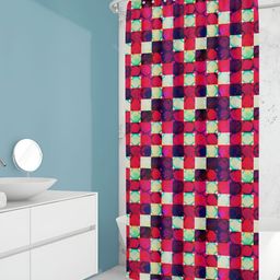 ArtzFolio Red & Yellow Geometric Printed Water Proof Shower Curtain-picture-16