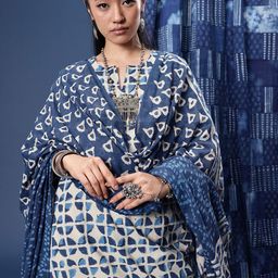 Taavi Printed Indigo Kurta with Trouser & Dupatta-picture-9