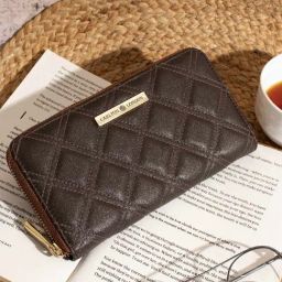 Carlton London Brown Quilted Zip Around Wallet for Women-image-87