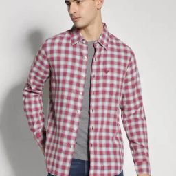 American Eagle Red Slim Fit Checks Shirt-picture-25