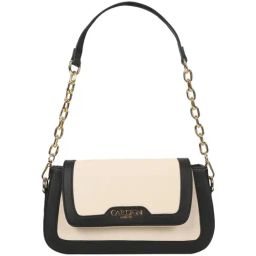 Carlton London Black & Cream Textured Medium Satchel Handbag-5