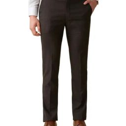 Park Avenue Brown Polyviscose Slim Fit Formal Trosuers-picture-46