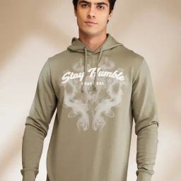 Being Human Green Regular Fit Printed Hooded Sweatshirt-26