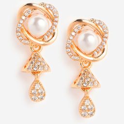 DressBerry Rose Gold-Plated Cubic Zirconia Contemporary Drop Earrings-image-32