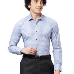 Park Avenue Slate Grey Slim Fit Check Shirt-image-53