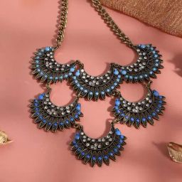 Sohi Multicolour Designer Statement Stones Necklace-16