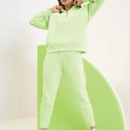 Sweet Dreams Green Fleece Solid Full Sleeves Top and Jogger-image-91