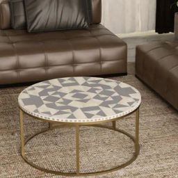 Casagold Kingsley Vegan Bone Inlay Coffee Table With Stand - Grey-image-1