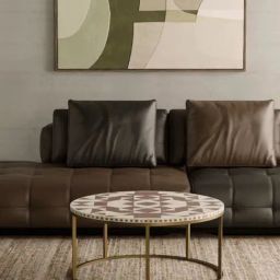 Casagold Kingsley Vegan Bone Inlay Coffee Table With Stand - Brown-25