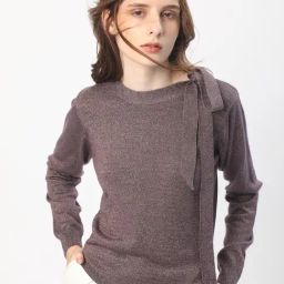 RAREISM Purple Acrylic Solid Long Sleeves Sweater-23