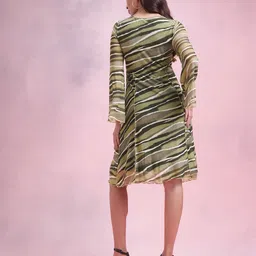 DressBerry Printed Tie-Up Net A-Line Dress-image-32