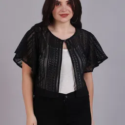 Dressitude Self Design Crop Button Shrug-image-92